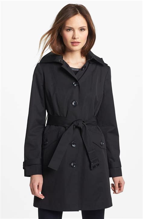 michael kors navy trench coat|michael kors removable hood coats.